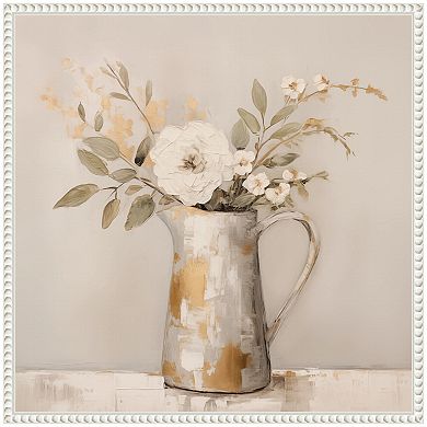 Sylvie Pitcher with Flowers Boho Country 1 Framed Canvas by The Creative Bunch Studio