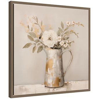 Sylvie Pitcher with Flowers Boho Country 1 Framed Canvas by The Creative Bunch Studio