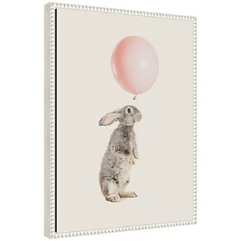 Sylvie The Bunny and the Pink Balloon Framed Canvas by July Art Prints