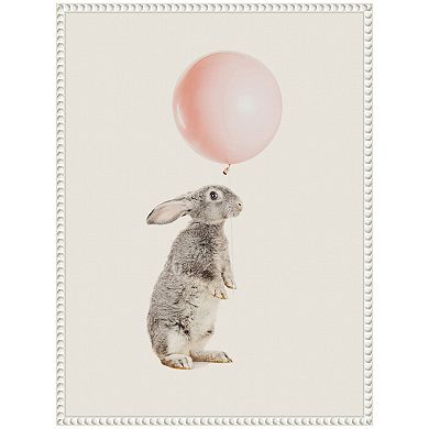 Sylvie The Bunny and the Pink Balloon Framed Canvas by July Art Prints