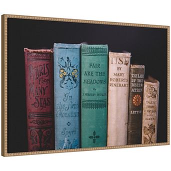 Sylvie Vintage Classic Books Framed Canvas by Patricia Hasz of Patricia Rae Photography