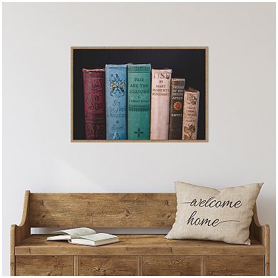 Sylvie Vintage Classic Books Framed Canvas by Patricia Hasz of Patricia Rae Photography