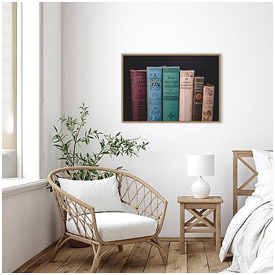 Sylvie Vintage Classic Books Framed Canvas by Patricia Hasz of Patricia Rae Photography