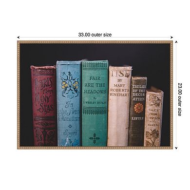 Sylvie Vintage Classic Books Framed Canvas by Patricia Hasz of Patricia Rae Photography