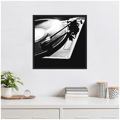 Sylvie Vinyl Record Player Framed Canvas by Alicia Abla