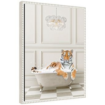 Sylvie Tiger Traditional Chandelier Bath Framed Canvas by Amy Peterson