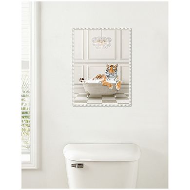 Sylvie Tiger Traditional Chandelier Bath Framed Canvas by Amy Peterson