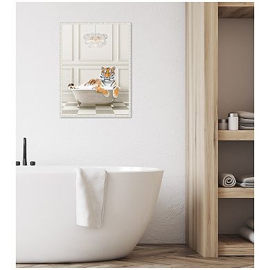 Sylvie Tiger Traditional Chandelier Bath Framed Canvas by Amy Peterson