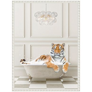 Sylvie Tiger Traditional Chandelier Bath Framed Canvas by Amy Peterson