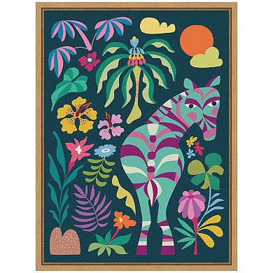 Sylvie Wildlife Safari Zebra Framed Canvas by Rachel Lee