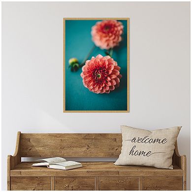 Sylvie Vibrant Pink Dahlia Floral Framed Canvas by Patricia Hasz of Patricia Rae Photography