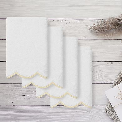 Linum Home Textiles 4-piece ADORNIA Turkish Cotton Scallop Fingertip Towel Set