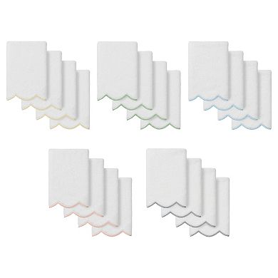 Linum Home Textiles 4-piece ADORNIA Turkish Cotton Scallop Fingertip Towel Set