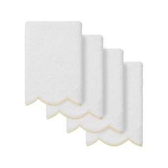 Linum Home Textiles 4 pc ADORNIA Turkish Cotton Scallop Fingertip Towel Set