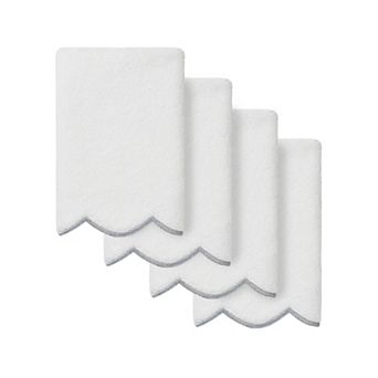 Linum Home Textiles 4 pc ADORNIA Turkish Cotton Scallop Fingertip Towel Set