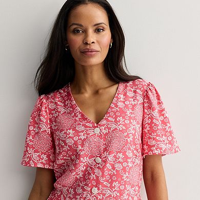 Women's Croft & Barrow® Short Sleeve Blouson Midi Dress