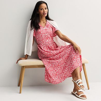 Women's Croft & Barrow® Short Sleeve Blouson Midi Dress