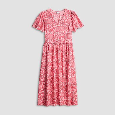 Women's Croft & Barrow® Short Sleeve Blouson Midi Dress