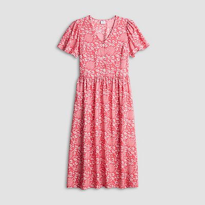 croft and barrow midi dress Croft & Barrow Paisley Midi Dress Womens Small Navy Teal Shift Stretch  Bohemian