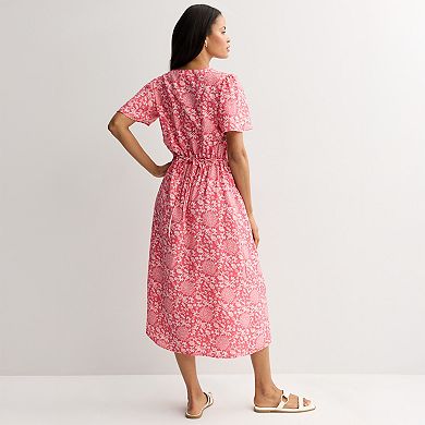 Women's Croft & Barrow® Short Sleeve Blouson Midi Dress