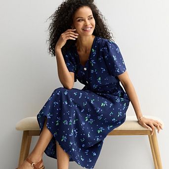 Women's Croft & Barrow® Short Sleeve Blouson Midi Dress