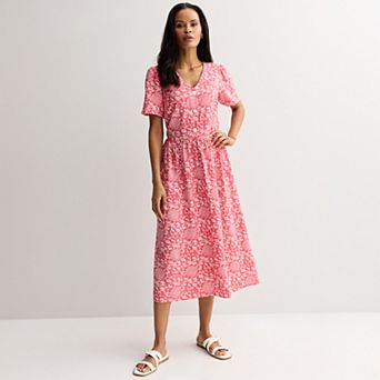 Women's Croft & Barrow® Short Sleeve Blouson Midi Dress