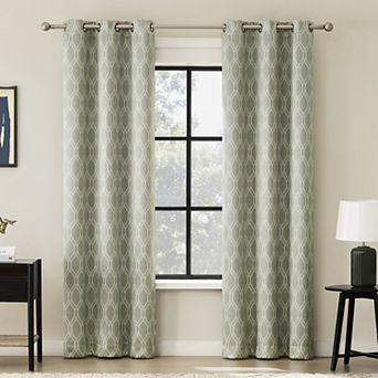 Sun Zero 2 pc Stinson Distressed Ogee 100% Blackout Grommet Curtain Panel Set