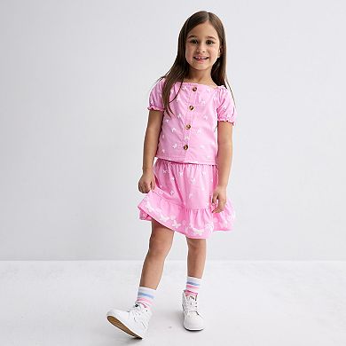Girls 4-6 Little Lass 2-Piece Allover Puff Print Top & Skort Set