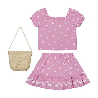 Girls 4-6 Little Lass 2-Piece Allover Puff Print Top & Skort Set