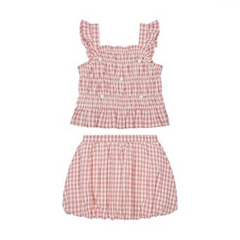 Girls 4-6 Little Lass 2 pc Gingham Top & Skort Set