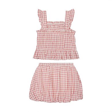 Girls 4-6 Little Lass 2-Piece Gingham Top & Skort Set