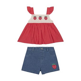 Girls 4-6 Little Lass 2 pc Strawberry Top & Shorts Set