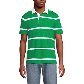Men's Lands' End Short Sleeve Slub Textured Rugby Polo