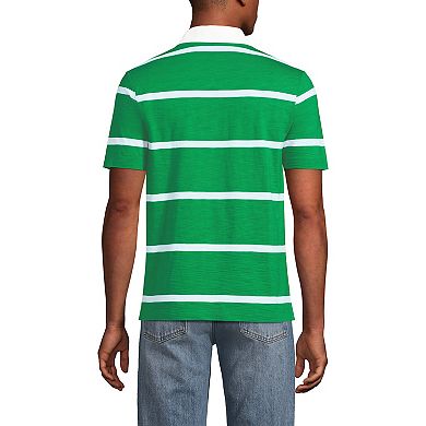 Lands' End Short Sleeve Slub Textured Rugby Polo