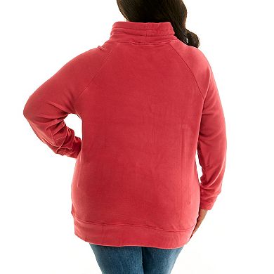 Plus Size Nina Leonard Fleece Drawstring Top