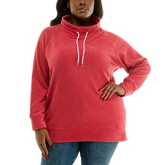 Plus Size Nina Leonard Fleece Drawstring Top