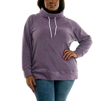 Plus Size Nina Leonard Fleece Drawstring Top