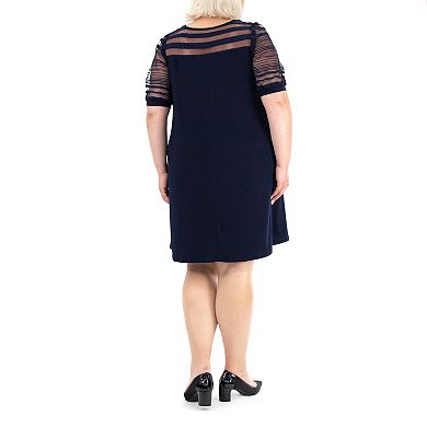 Plus Size Nina Leonard Trapeze Illusion Dress