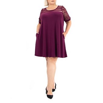 Plus Size Nina Leonard Trapeze Illusion Dress