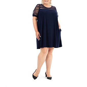Plus Size Nina Leonard Trapeze Illusion Dress