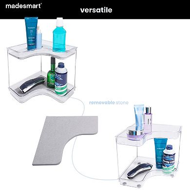Madesmart Two Level Corner Shelf with Drying Stone