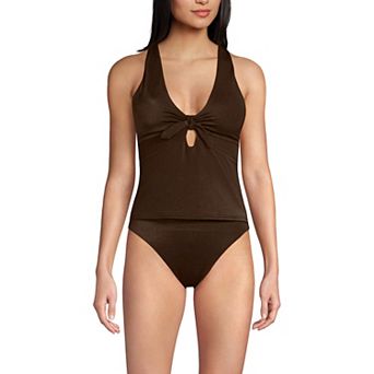 Women's Lands' End Ribbed Tankini Top & High Waisted Bottom Swimsuit Set