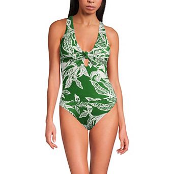 Women's Lands' End Ribbed Tankini Top & High Waisted Bottom Swimsuit Set
