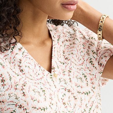 Women's Croft & Barrow® Short Sleeve Tie Front Top