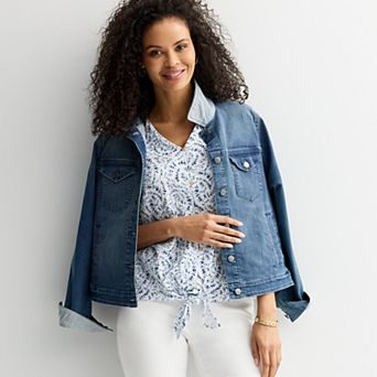 Women's Croft & Barrow® Short Sleeve Tie Front Top