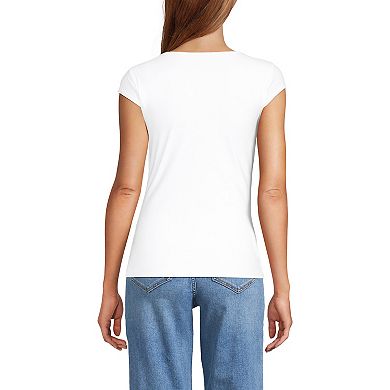 Lands' End Cap Sleeve Tugless Double Layer Sweetheart Knit Top