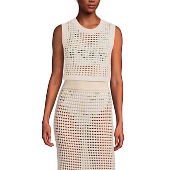 Women's Lands' End Open Knit Sleeveless Top Cover Up