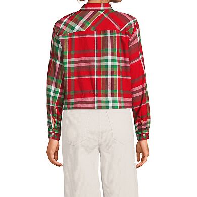 Women's Lands' End Cropped Flannel Shirt
