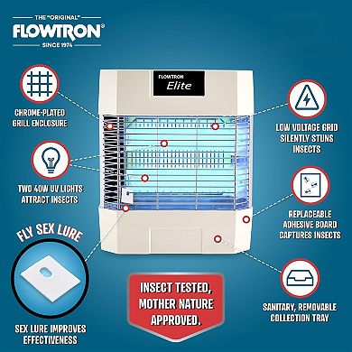 Flowtron Fly Stun Unit, 1200 Sq Ft Electric Indoor Bug Zapper for Gnats & Insects w/80W UV Light