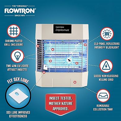 Flowtron Diplomat Indoor Bug Zapper, 1200 Sq Ft Electric Fly & Insect Killer W/80W UV Light & More